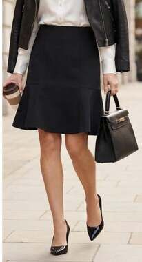 Anne Taylor Wool Blend Flare Knee Length Skirt Black Sz 10